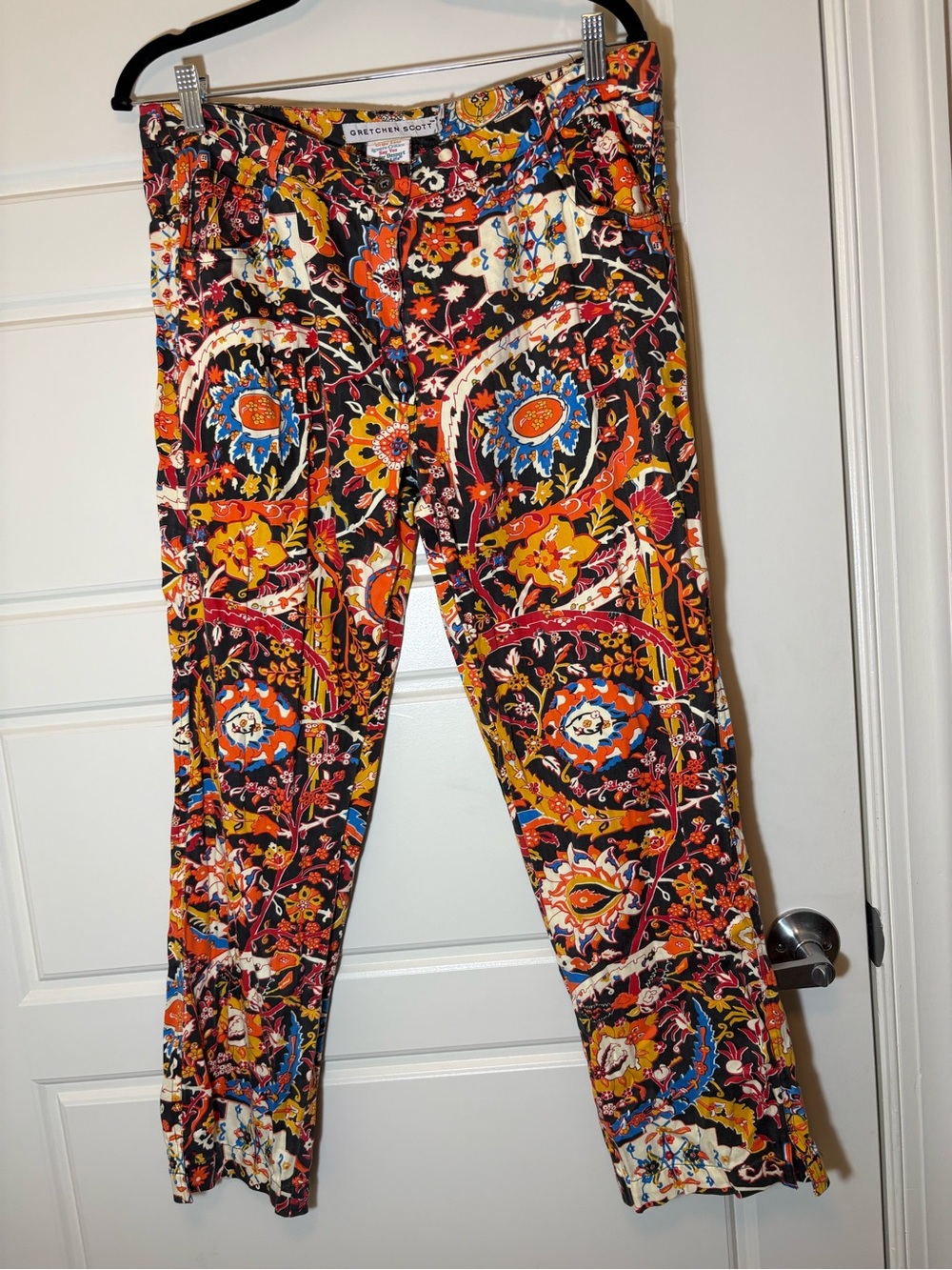 Gretchen Scott Printed Slim Pants — Multi Floral Medallion